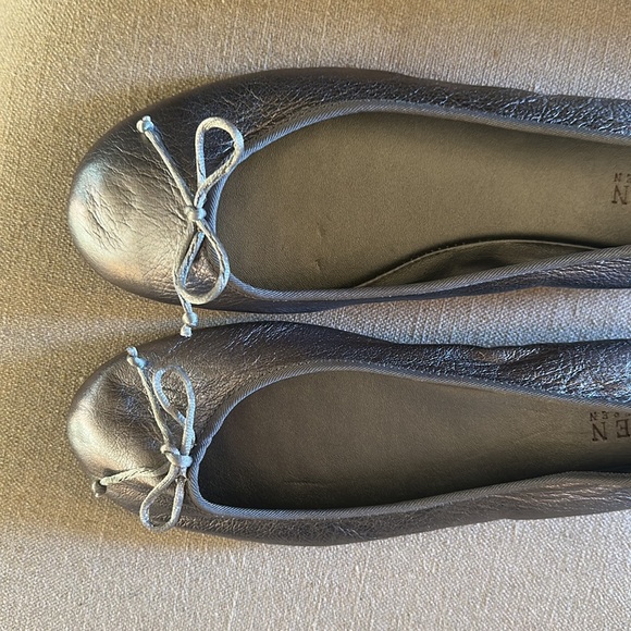 Lauren Ralph Lauren Amarissa Leather Metallic Ballet Flats Silver Size 8.5 - Picture 5 of 11